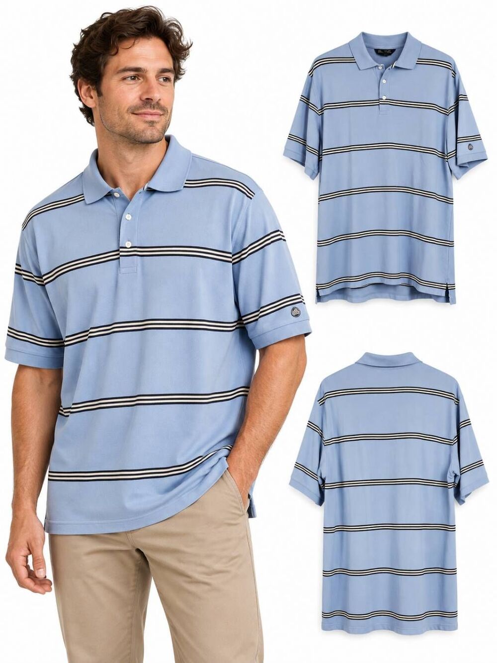 Brooks Brothers XL Blue Stripe SS Polo Shirt